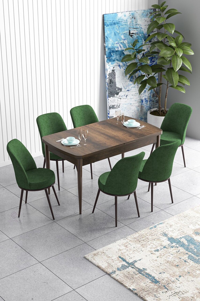 Set masa extensibila si scaune, Hanah Home, Han, Baroc / Kaki - imagine 4